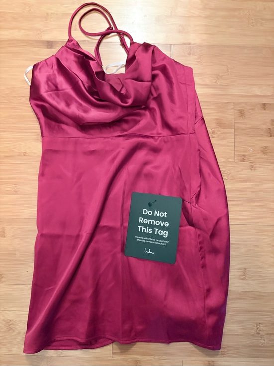 Lulus Dresses & Skirts - Lulu's Berry Red Satin Cowl Neck Mini Dress